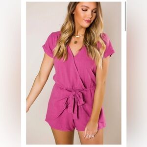 ee:some Dottie Couture Boutique Magenta Belted Romper